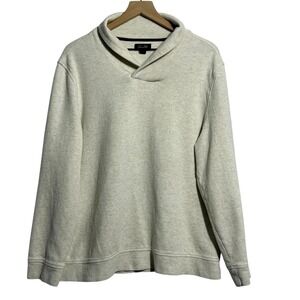 Tasso Elba Sweater Mens XL Cream Minimalist Cotton Shawl Knit Pullover Preppy